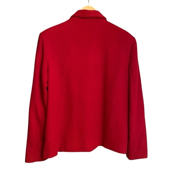 Vintage Red Wool Blend Crazy Horse Zip Front Blazer - Picture 2 of 5